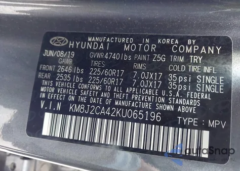 2019 Hyundai Tucson Se z USA, uszkodzony, nr VIN KM8J2CA42KU065196